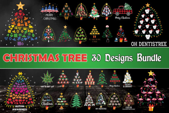 Christmas Tree Bundle SVG 30 Designs for Graphics and Crafts