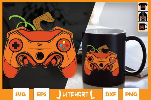 Funny Halloween Pumpkin Gamer Graphics for Crafts