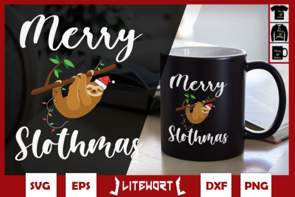 Merry Slothmas Funny Sloth Christmas Graphics for Crafts